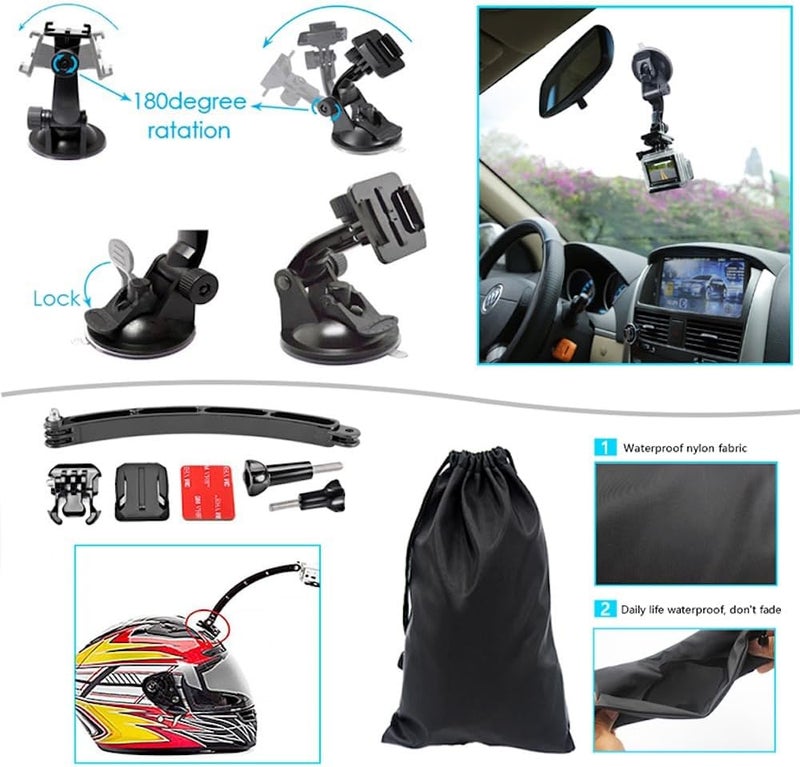 Reflex Camera 59-in-1 Action Camera Accessories Kit Compatible with GoPro Hero 13, 9-12, DJI Osmo Action 2, 3, 4, Pro 5, Insta360 Ace Pro/Ace Pro 2 Akaso and Other Sports Cameras & Durable Case - Image 3